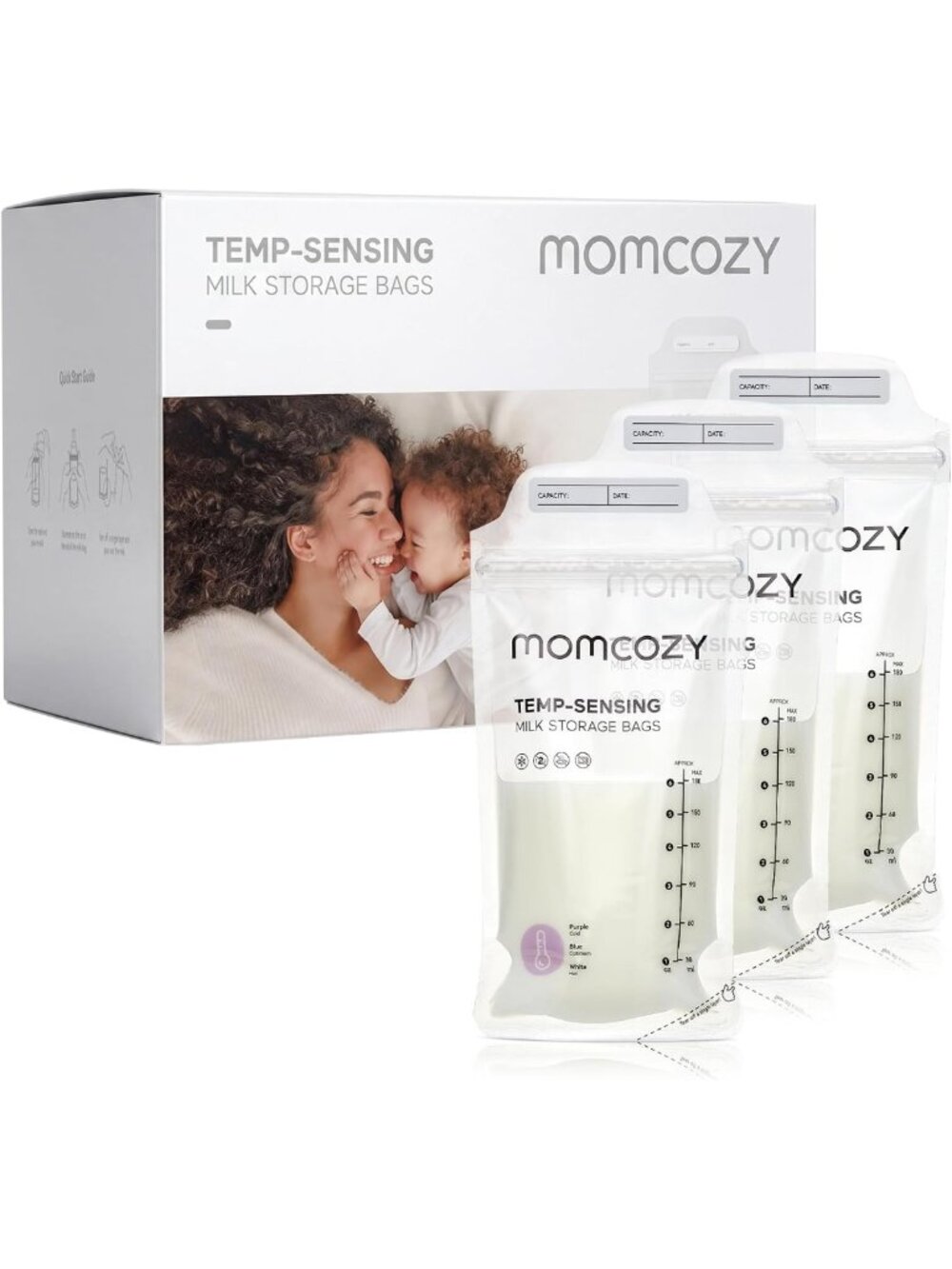 Breastmilk Storage Bags with Temperature Sensing, 120 Disposable No-Leak Pouches